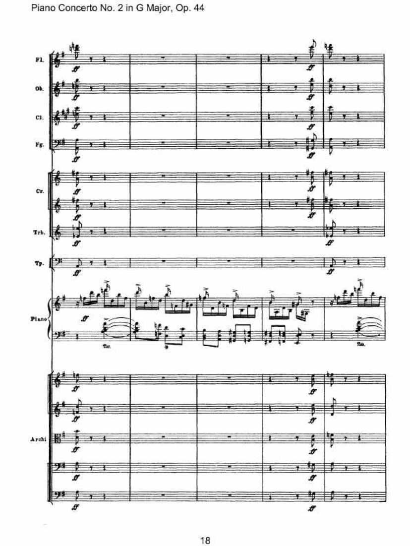 Piano Concerto No. 2 in G Major, Op. 44钢琴谱