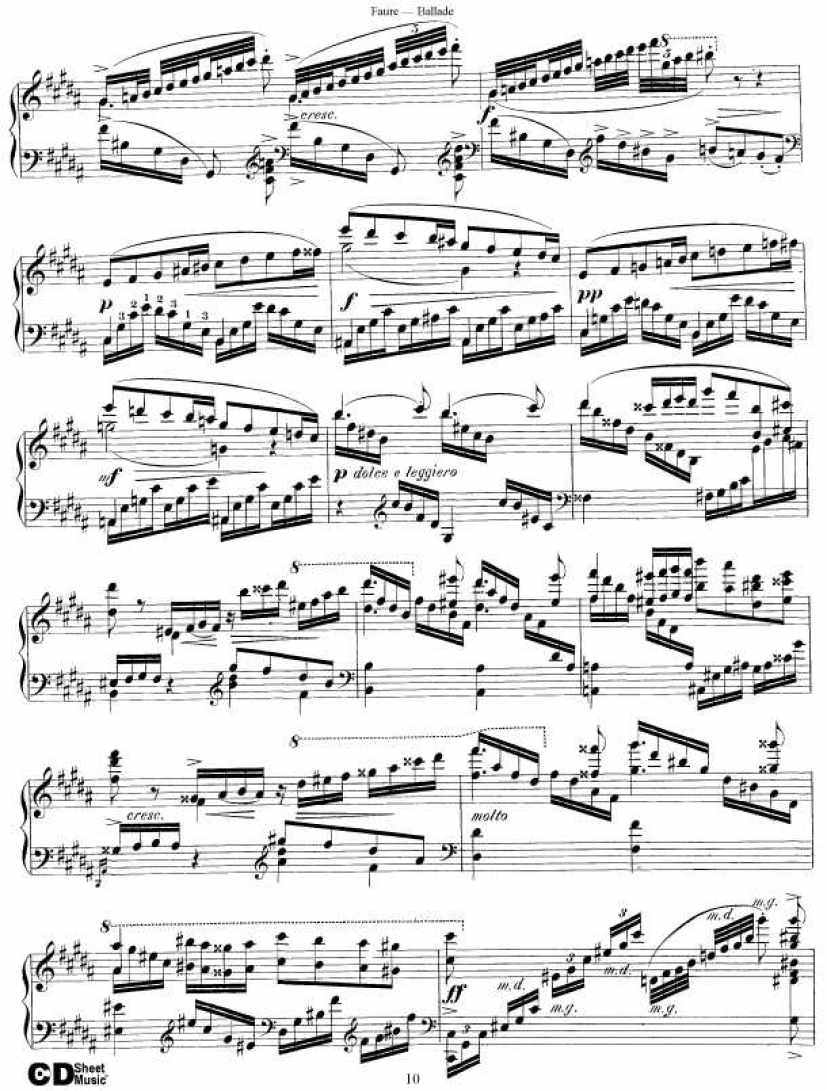 叙事曲 Ballade for Piano and Orchestra Op.19钢琴谱