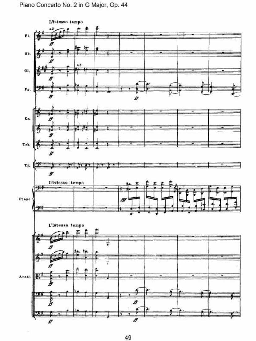 Piano Concerto No. 2 in G Major, Op. 44钢琴谱