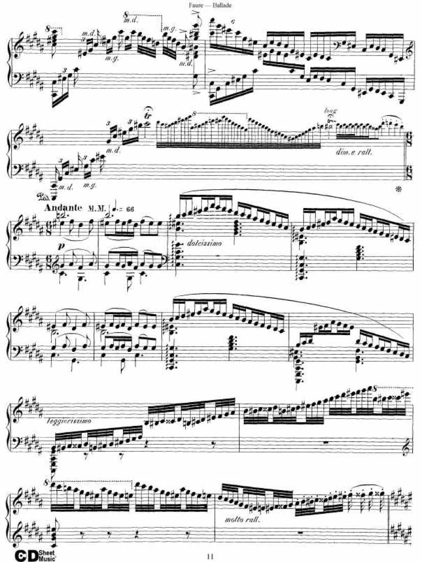 叙事曲 Ballade for Piano and Orchestra Op.19钢琴谱