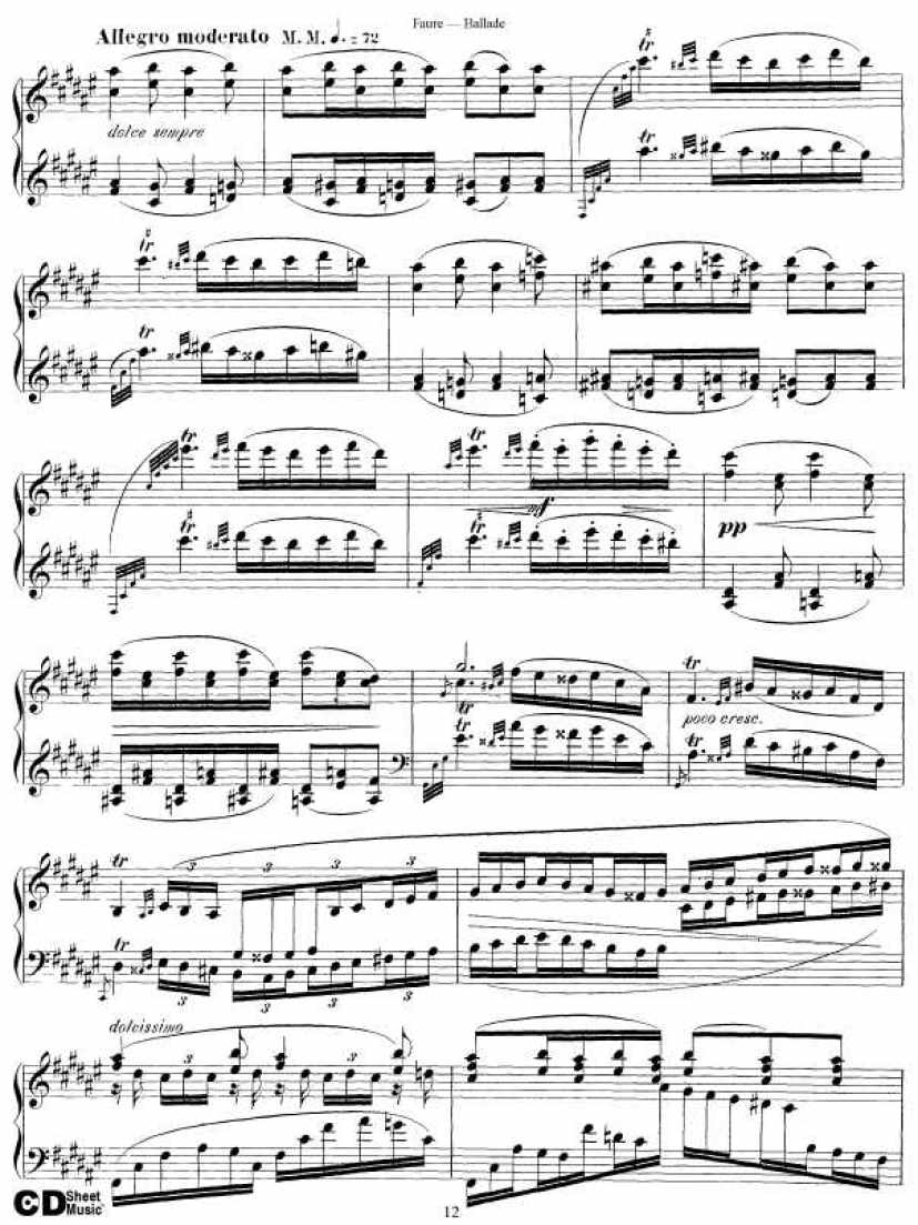 叙事曲 Ballade for Piano and Orchestra Op.19钢琴谱