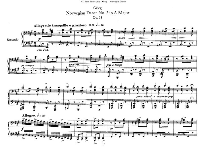 4首挪威舞曲 4 Norwegian Dances Op.35钢琴谱