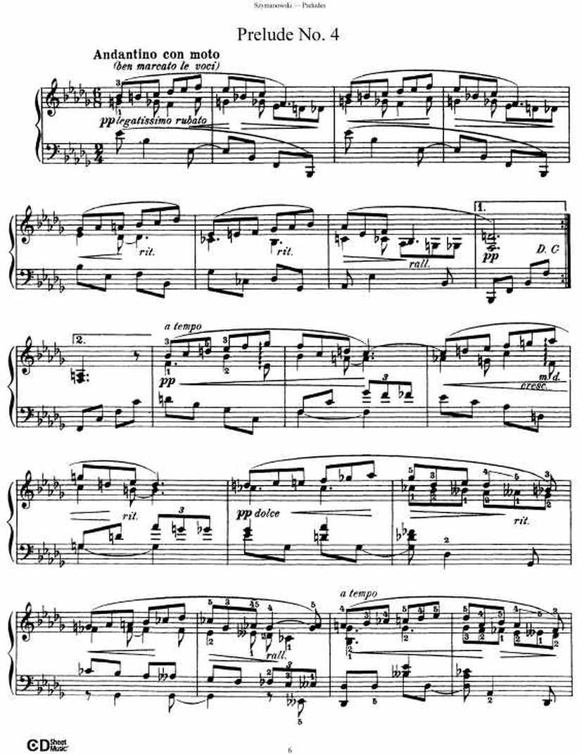 szymanowski 1钢琴谱