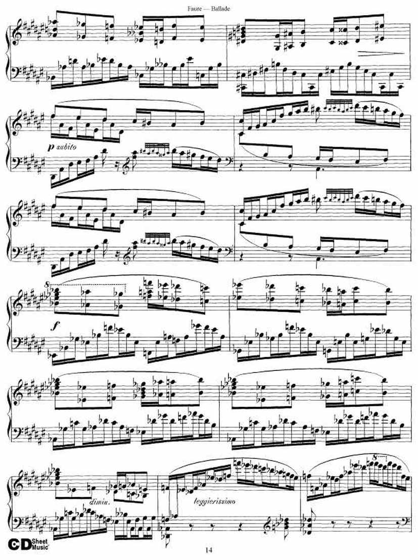 叙事曲 Ballade for Piano and Orchestra Op.19钢琴谱