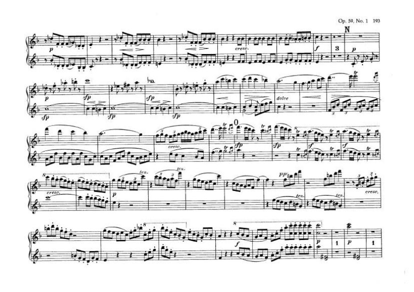 F大调第七弦乐四重奏 String Quartet No.7 in F Major Op.59钢琴谱