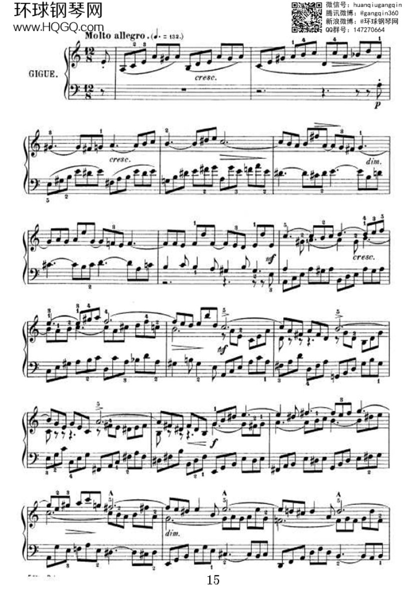 PARTITA 3（选自《6首帕蒂塔 Six Partitas BWV 825钢琴谱