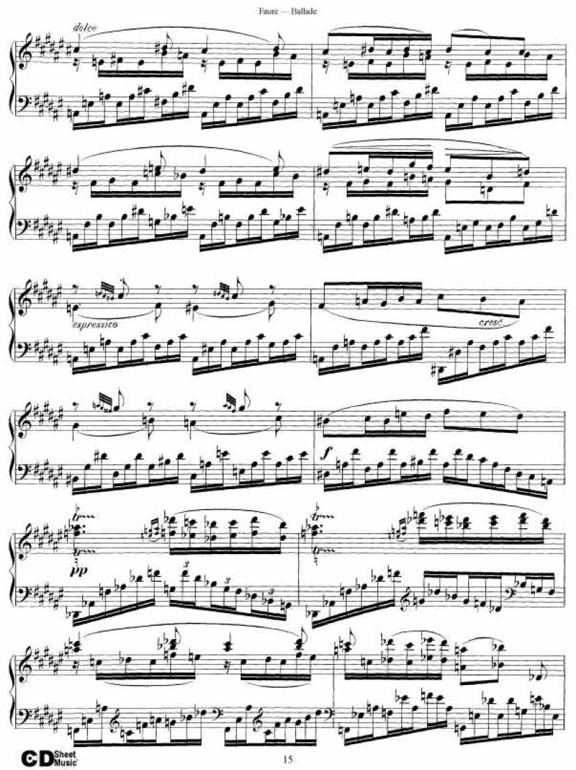 叙事曲 Ballade for Piano and Orchestra Op.19钢琴谱