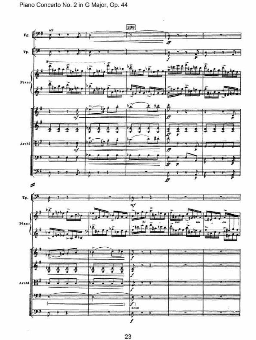 Piano Concerto No. 2 in G Major, Op. 44钢琴谱