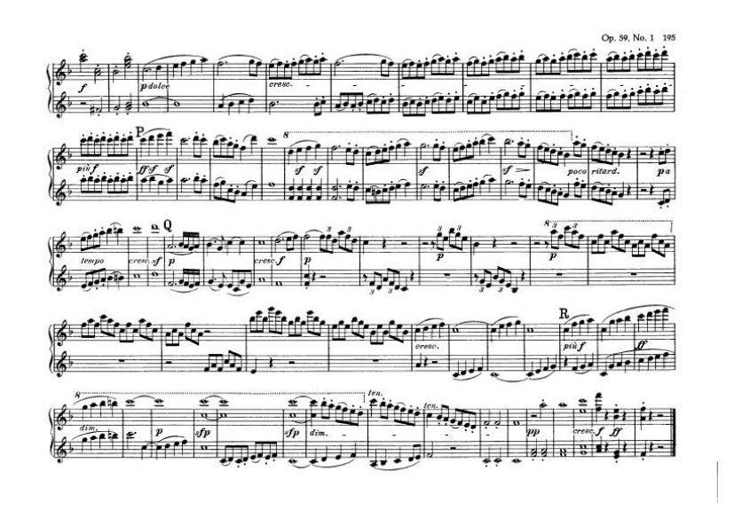 F大调第七弦乐四重奏 String Quartet No.7 in F Major Op.59钢琴谱