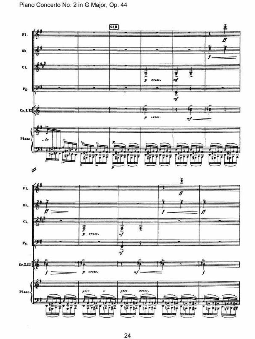 Piano Concerto No. 2 in G Major, Op. 44钢琴谱