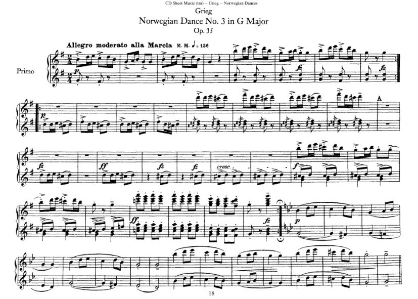 4首挪威舞曲 4 Norwegian Dances Op.35钢琴谱