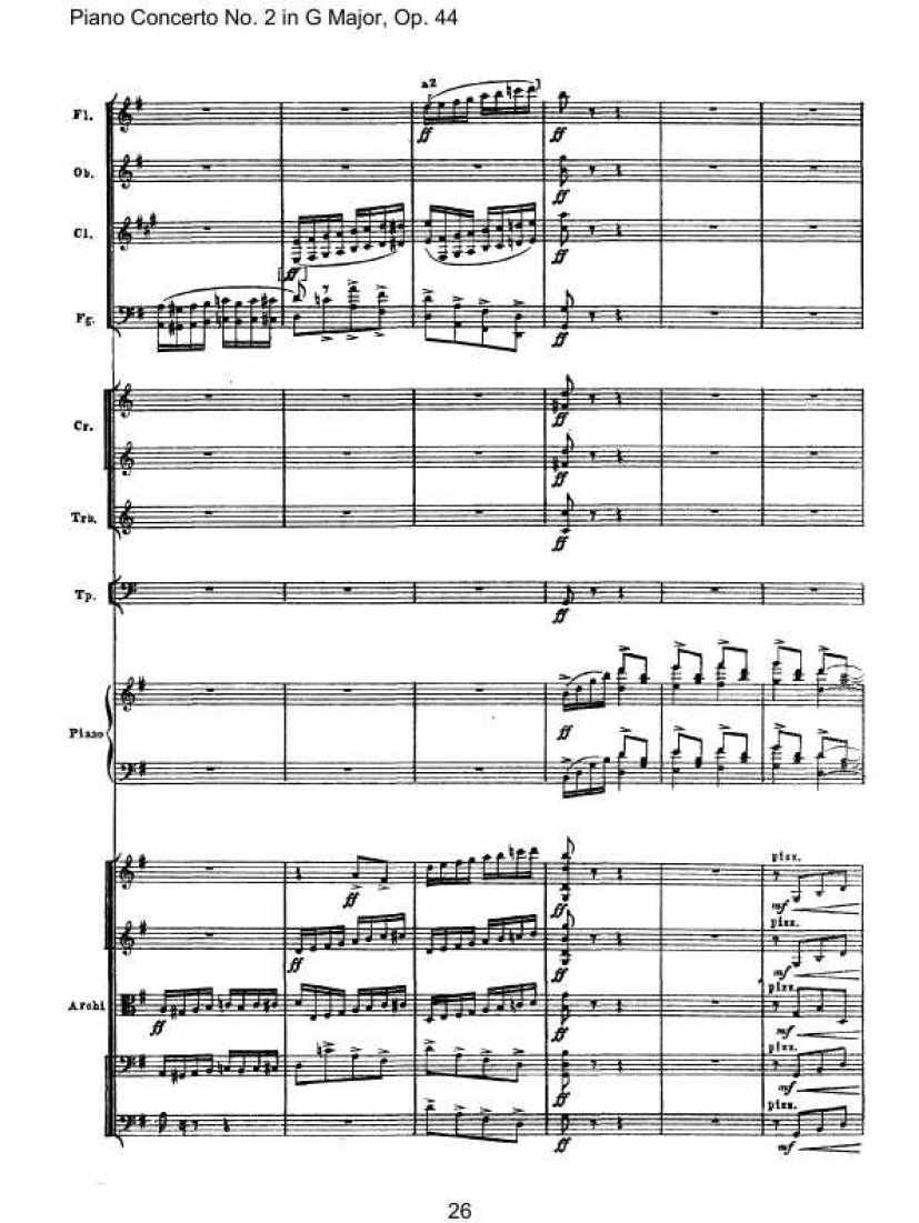 Piano Concerto No. 2 in G Major, Op. 44钢琴谱