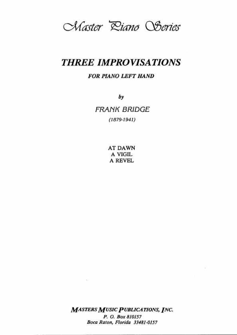 Bridge H134 Three Improvisations for left钢琴谱