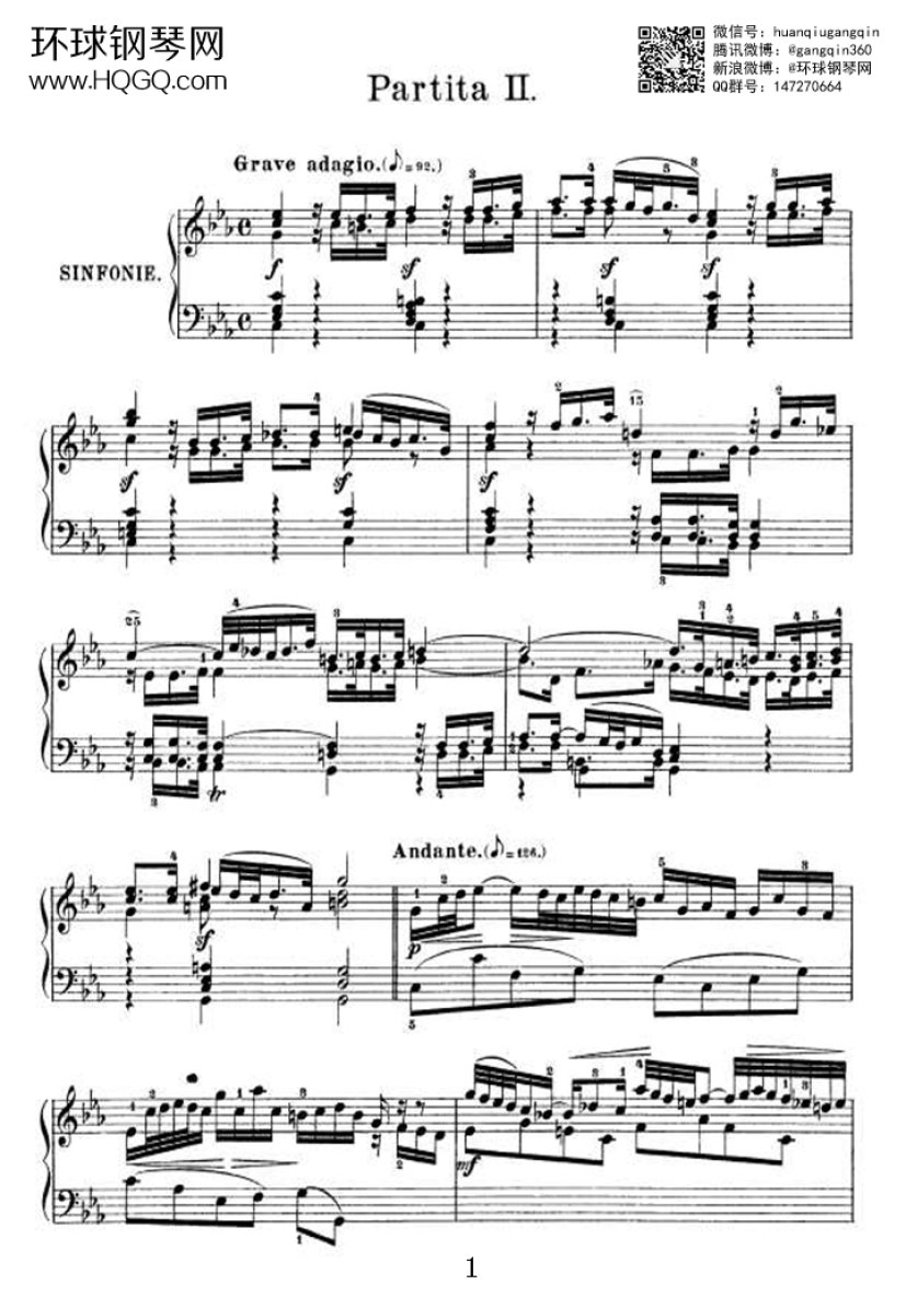 PARTITA 2（选自《6首帕蒂塔 Six Partitas BWV 825钢琴谱