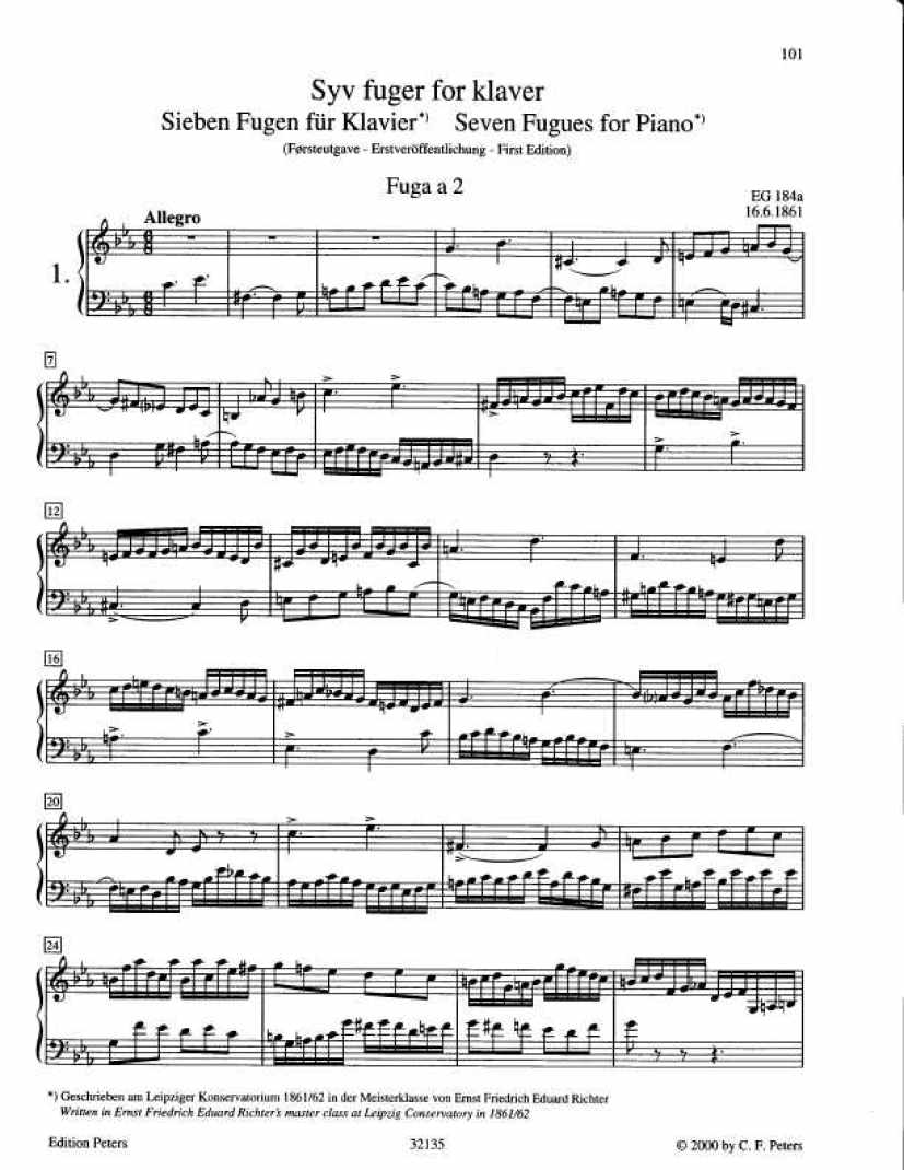 Grieg_7 Fugues_EG184a钢琴谱