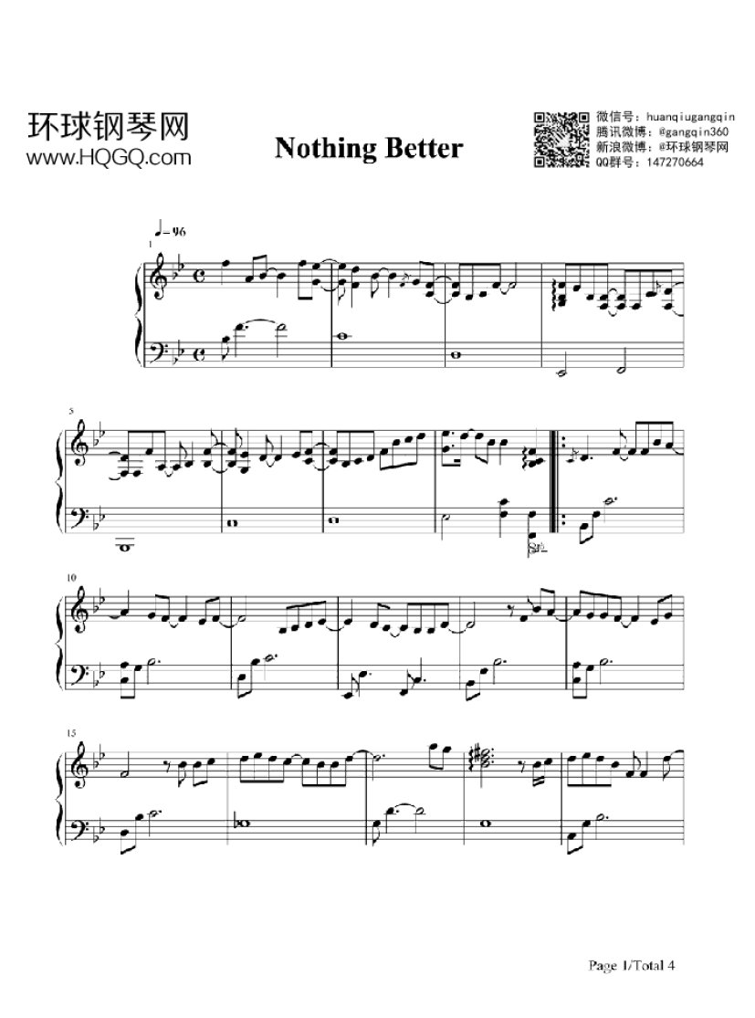 Nothing Better（韩剧《首尔武林传》主题曲）钢琴谱