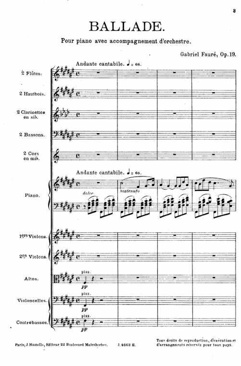 叙事曲 Ballade for Piano and Orchestra Op.19钢琴谱