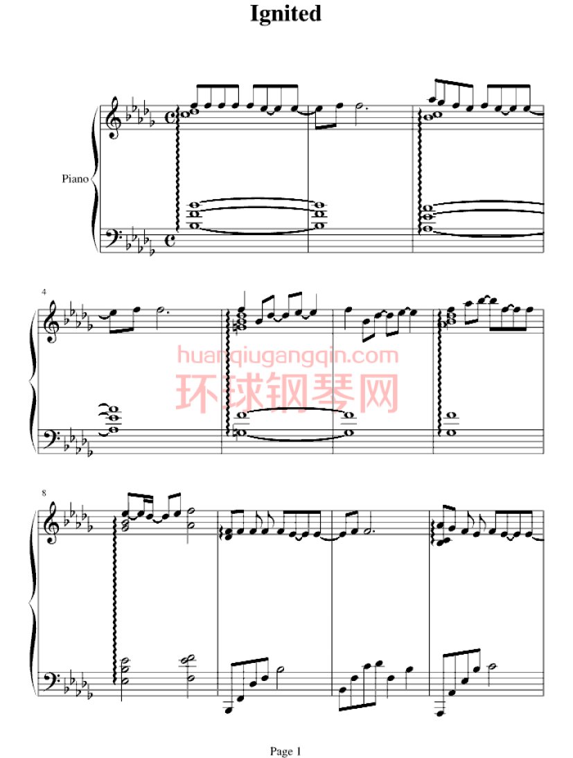 Ignited伪原版钢琴谱