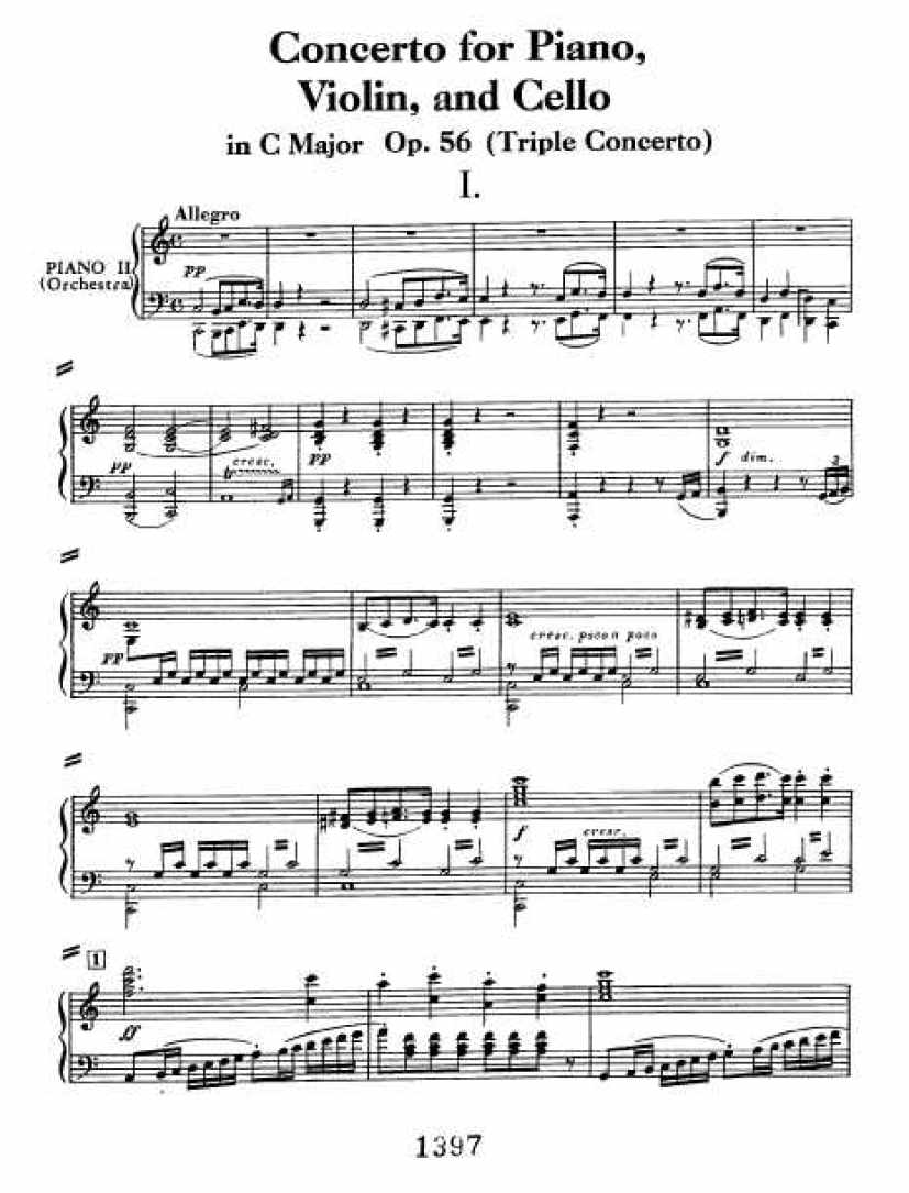 C大调三重协奏曲 Triple Concerto in C Major Op.56钢琴谱