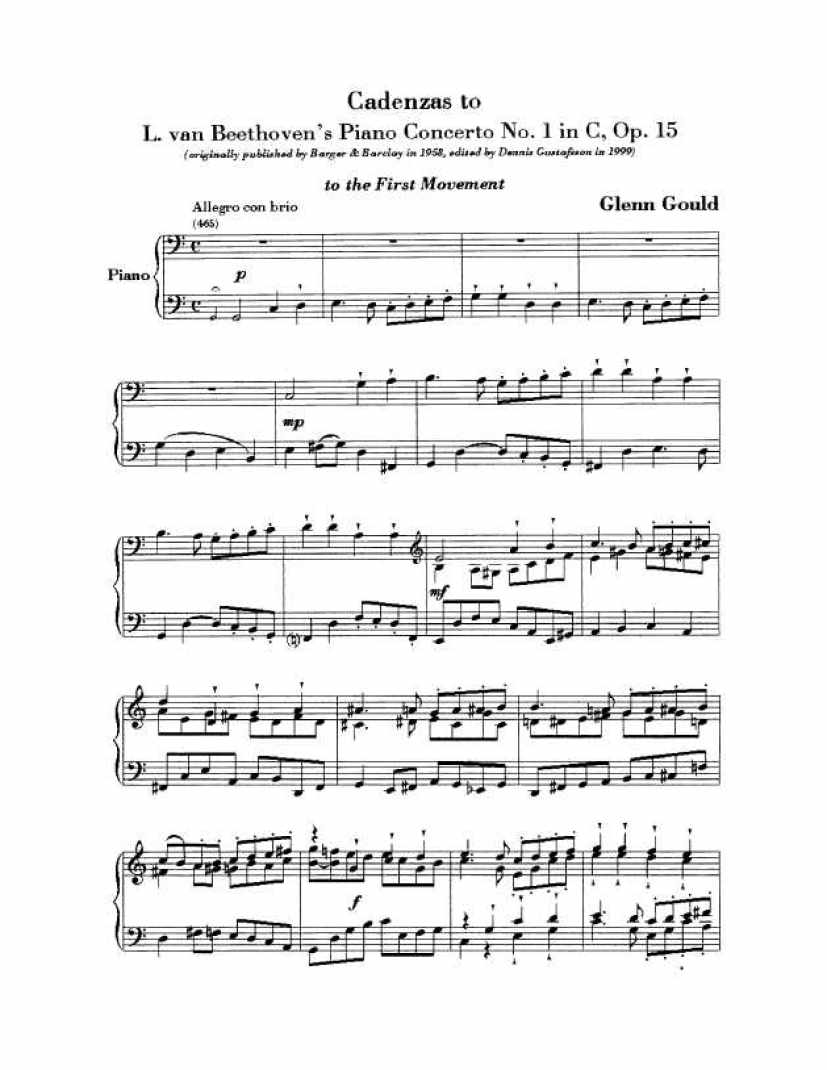 Cadenzas to Beethoven s Piano Concerto No[1].1 Op.15 华彩段（原版、戈多夫斯基、肯普夫版）钢琴谱