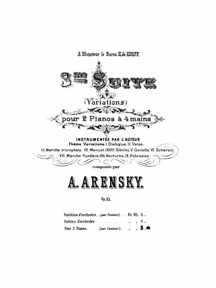 C大调第三组曲“变奏曲”Suite No.3 in C Major Op.33钢琴谱