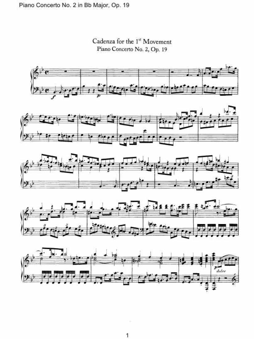 Cadenzas to Beethoven s Piano Concerto No.2 Op.19 华彩段（原版、肯普夫版）钢琴谱