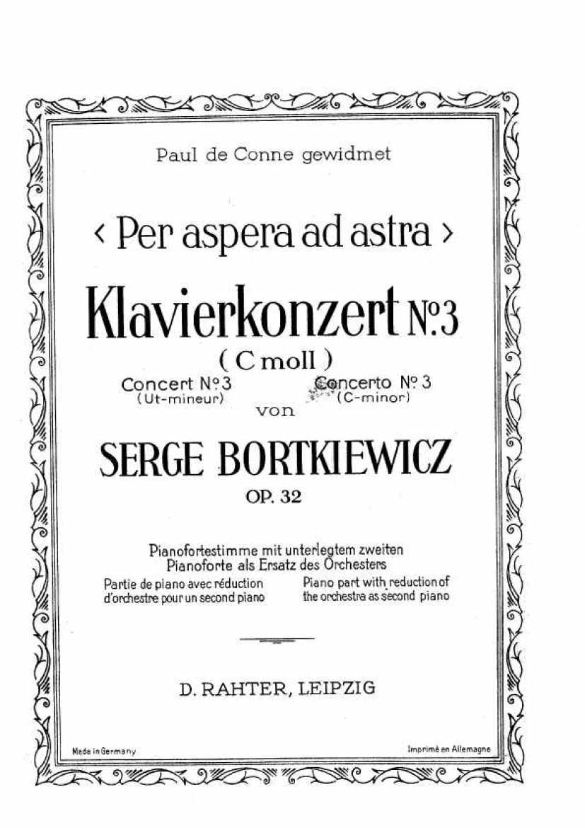 Bortkiewicz op.32 Klavierkonzert Nr.3 c钢琴谱