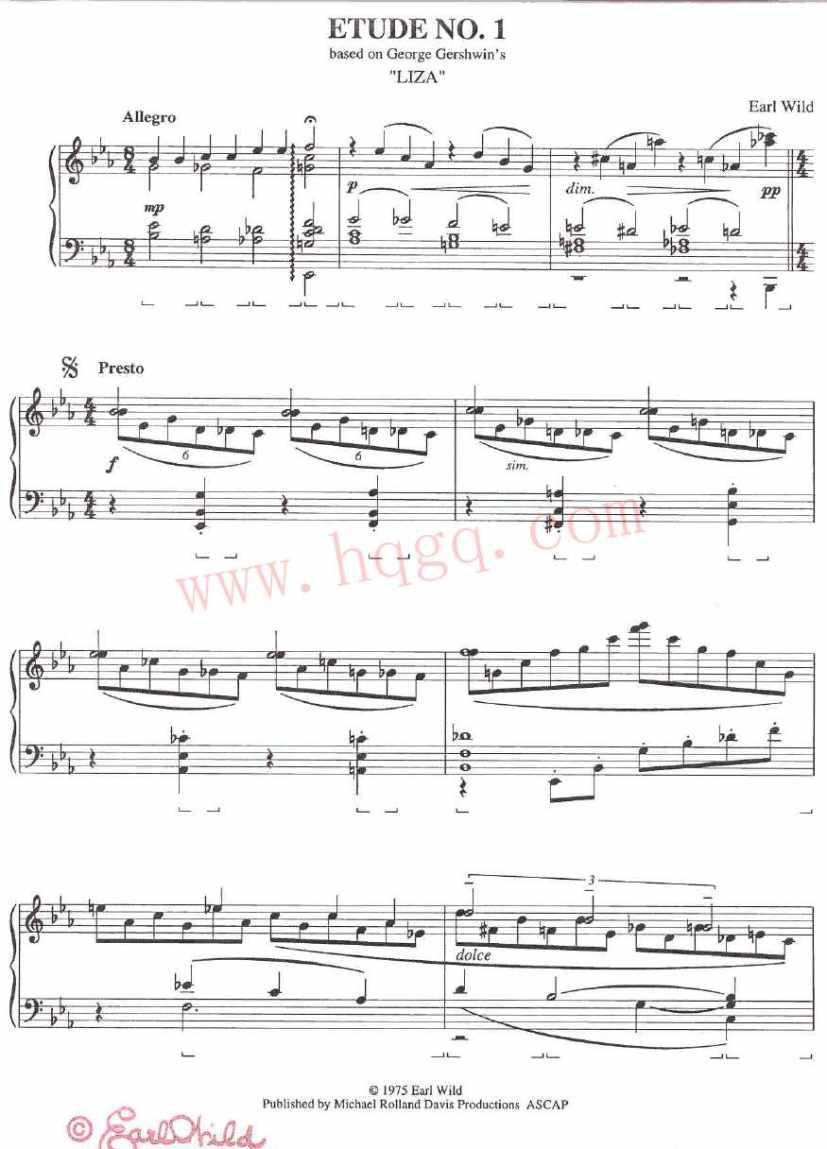 格什温练习曲 Gershwin Etudes钢琴谱