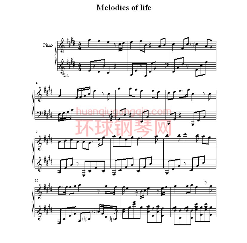 melodies of lifes钢琴谱