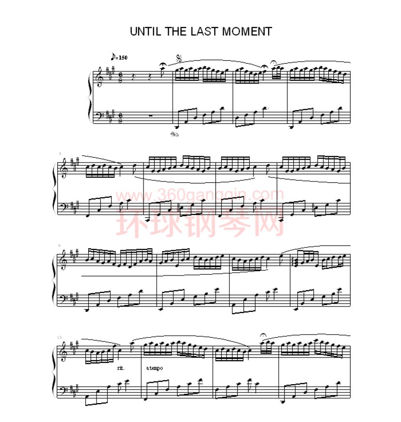 Until the Last Moment（改编版）钢琴谱