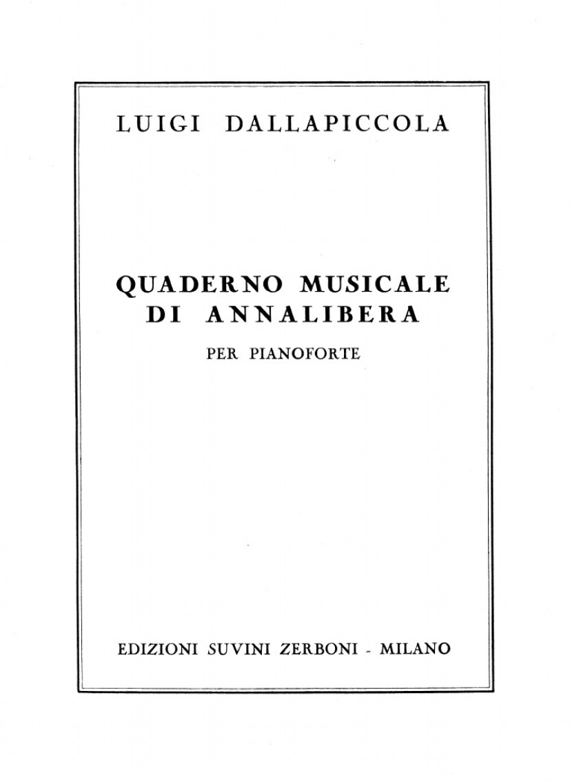 安娜莉贝拉的音乐手册 Quaderno Musicale di Annalibera钢琴谱