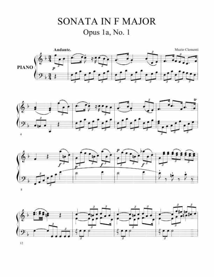 Clementi_op.1a_No.1_Sonate_F钢琴谱