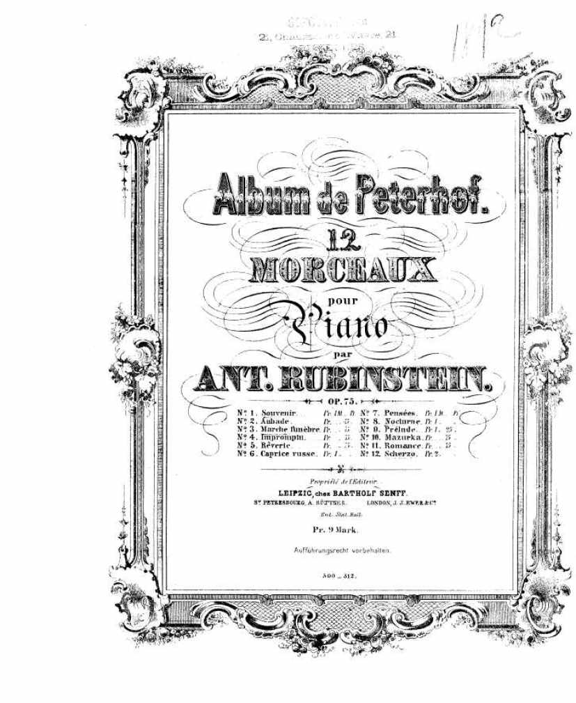 Rubenstein, Anton 12 pieces op 75 nos1钢琴谱