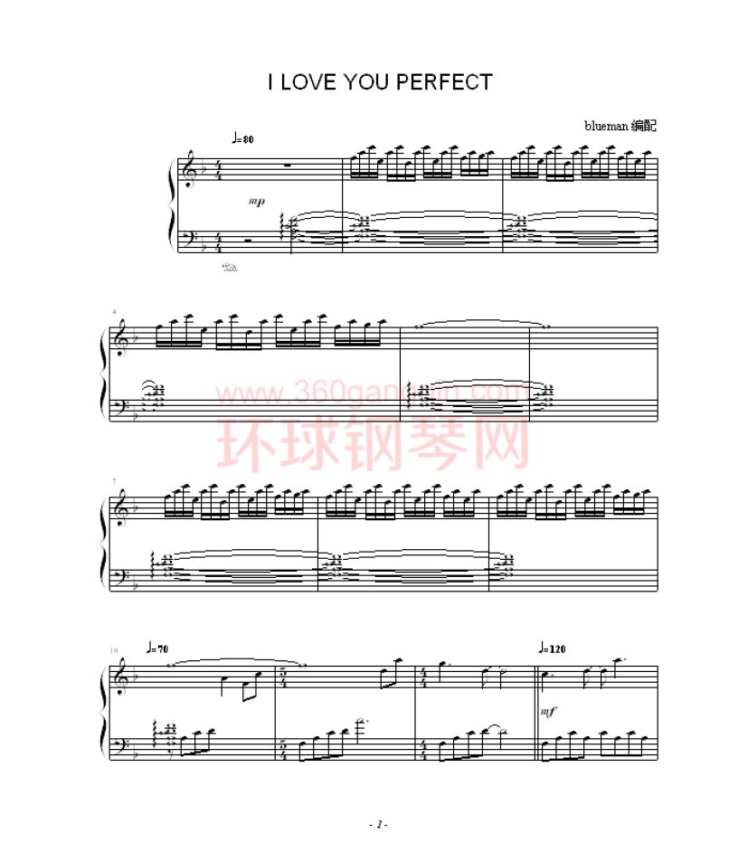 I Love You Perfect（完整版）钢琴谱