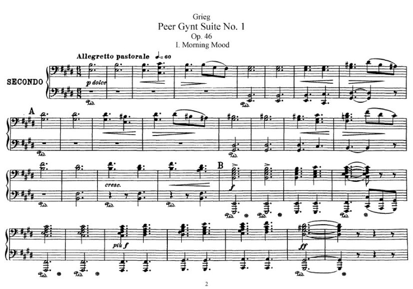 Peer Gynt Suite no.1钢琴谱