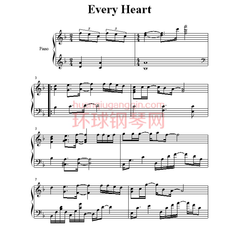 every heart钢琴谱