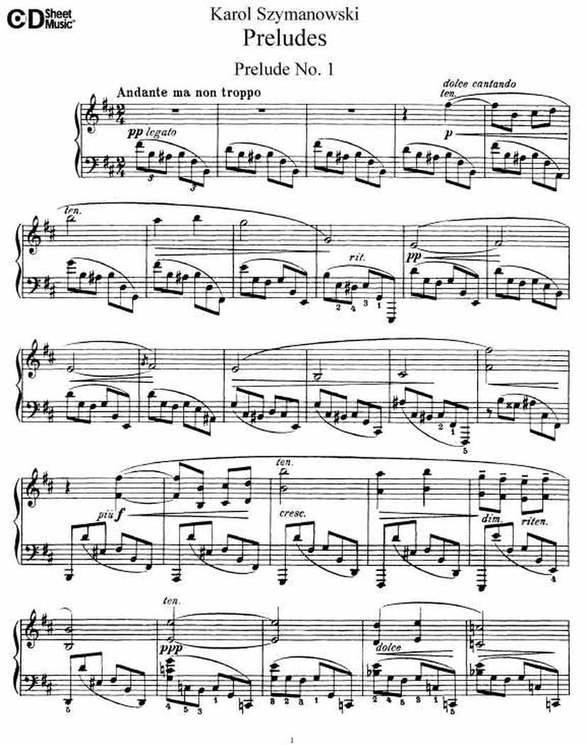 szymanowski 1钢琴谱