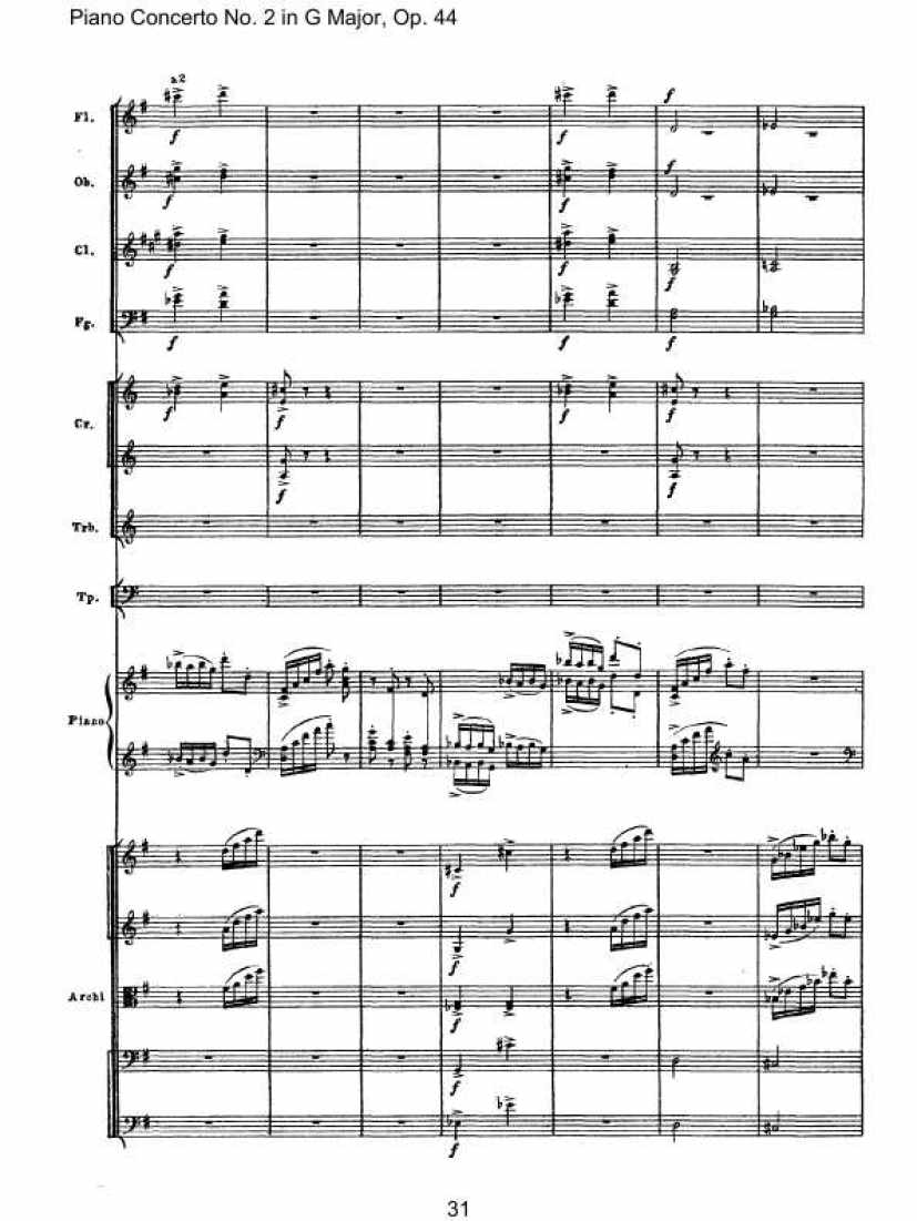 Piano Concerto No. 2 in G Major, Op. 44钢琴谱