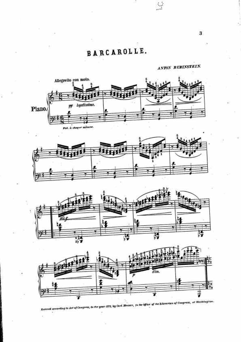 Rubinstein A Barcarolle Nr.4 G钢琴谱