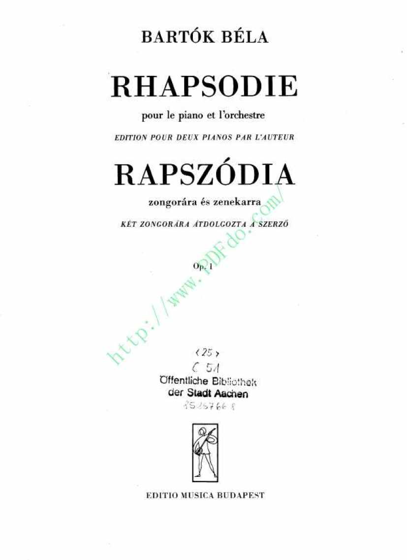 狂想曲 Rhapsody for Piano Op.1钢琴谱