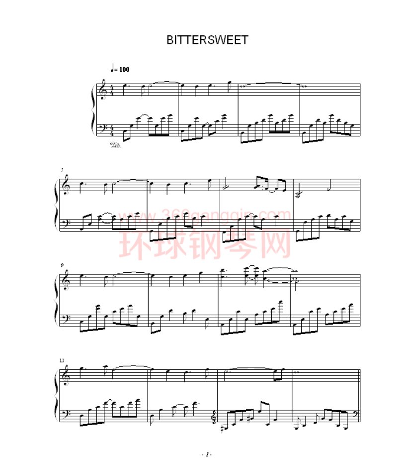 Bittersweet（完整版）钢琴谱