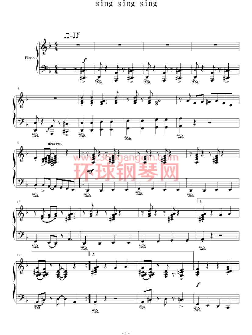 Sing sing sing（爵士乐）钢琴谱