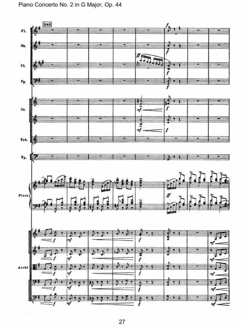 Piano Concerto No. 2 in G Major, Op. 44钢琴谱