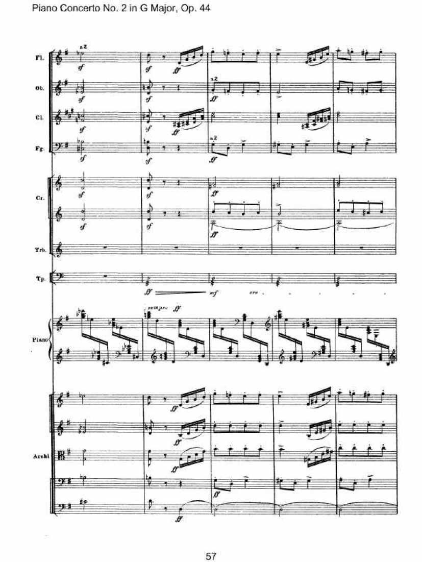 Piano Concerto No. 2 in G Major, Op. 44钢琴谱