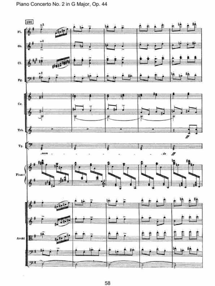 Piano Concerto No. 2 in G Major, Op. 44钢琴谱