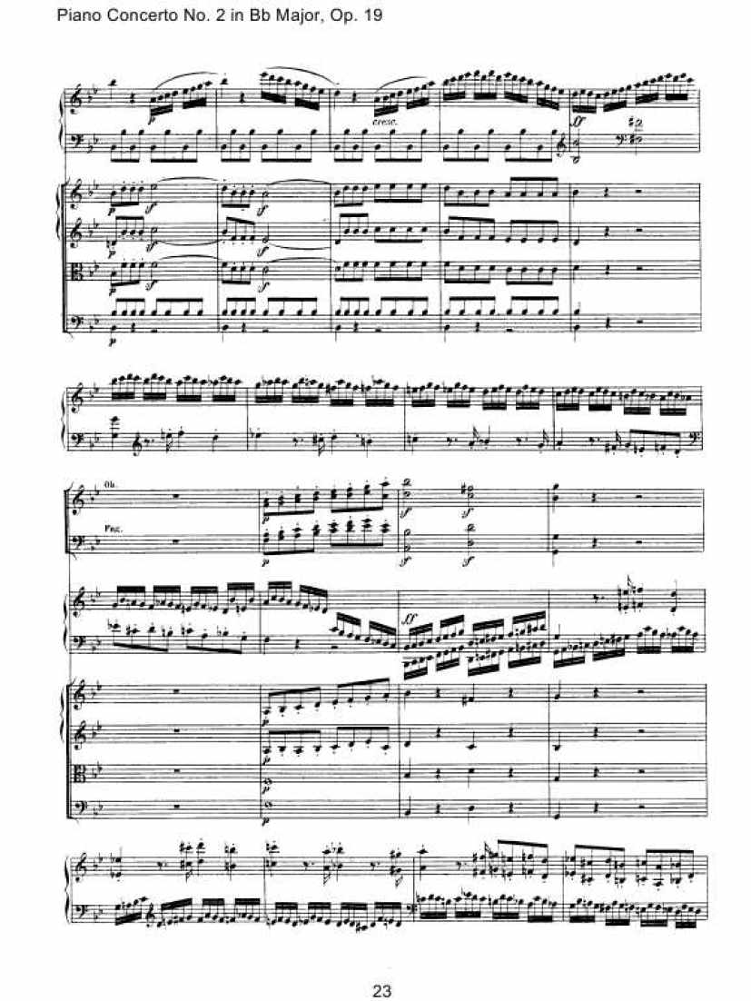 降B大调第二钢琴协奏曲Op.19  Piano Concert no.2 Op.19钢琴谱