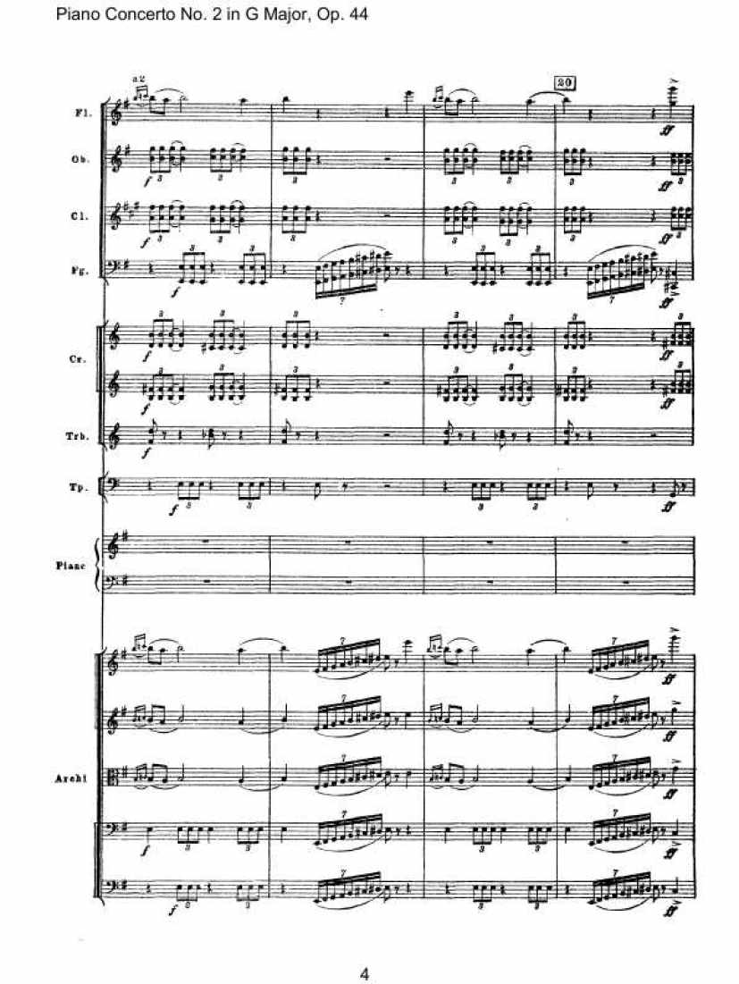 Piano Concerto No. 2 in G Major, Op. 44钢琴谱