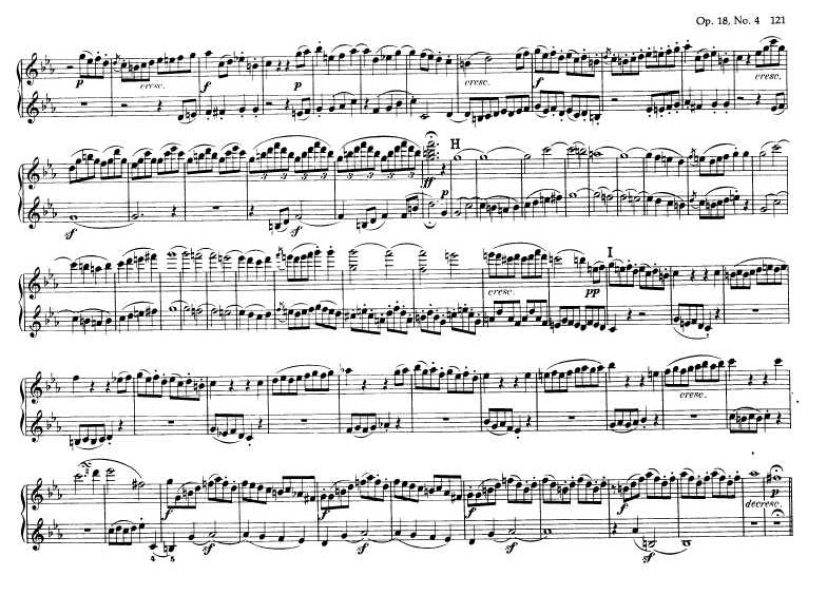 c小调第四弦乐四重奏 String Quartet No.4 in c Minor Op.18钢琴谱