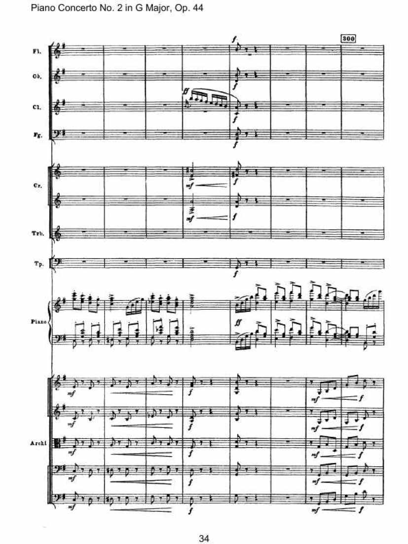 Piano Concerto No. 2 in G Major, Op. 44钢琴谱