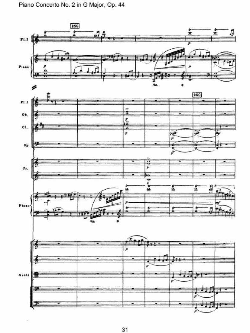 Piano Concerto No. 2 in G Major, Op. 44钢琴谱